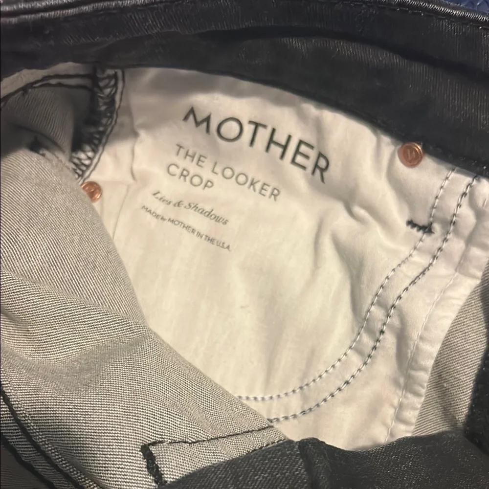 Mother The Looker Crop Lies & Shadows Size 27 Skinny Stretch Jeans Black Wash - Picture 9 of 10